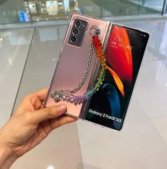 Чехол для телефона с браслетом и цепочкой в виде медведя для Samsung Galaxy Z Fold 3, прозрачный противоударный чехол для Galaxy Z Fold 2 Z Fold 4, чехол Etui For Z Fold 2