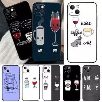 Чехол для телефона с чашкой кофе и вина для iPhone 12 11 13 14 Pro Max X XR XS Max 7 8 Plus SE 2020 12 Mini 13 Mini Cover iPhone 6 6s