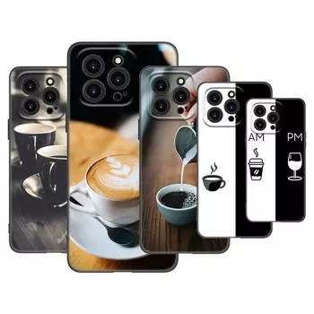 Чехол для телефона с чашкой кофе и вина для Apple iPhone 13 12 Mini 11 Pro XS Max X XR 8 7 6S 6 Plus SE 2020 5S 5, мягкий черный чехол из ТПУ iPhone 13 Pro Max