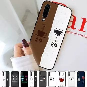 Чехол для телефона с чашкой кофе и вина для Huawei P30 40 20 10 8 9 lite pro plus Psmart2019 Huawei P8lite2017