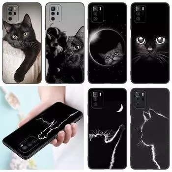 Чехол для телефона с черным кошачьим взглядом для Xiaomi Redmi Note 7 8 9 10 Lite 11 11E 11T 12 Pro 11S 4G 10T 5G 8T 9S 10S, черный чехол из ТПУ Redmi Note 7(Pro)