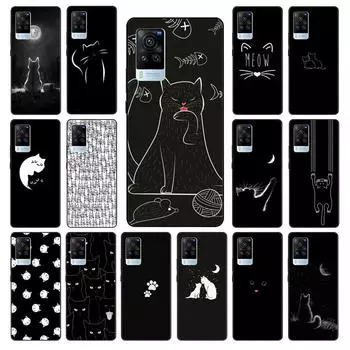 Чехол для телефона с черным котом для VIVO V21E V21 V23 V23E V2109 Y53S Y33S Y55 Y76 Y31 Y21 Y72 Y01 Y21S Y11S VIVO V21E 4G