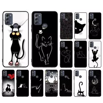 Чехол для телефона с черным котом для Motorola Moto E32 E20 E40 G22 G52 G20 G30 G100 G60 G50 G10 GPure GStylus G9 One Action Macro Moto G9 Plus