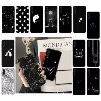 Чехол для телефона с черным котом для Samsung Galaxy A13 A03 A12 A32 A71 A11 A21S A02 A52 A72 A51 A50 A70 A31 M31 A02