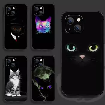 Чехол для телефона с черным котом для iPhone Samsung Galaxy Redmi Xiaomi Oppo OnePlus Note SA 7 8 9 10 11 12 13 14 20 21 22 23 53 54 Pro Max Plus Ultra TPU Soft iPhone 6 or 6S