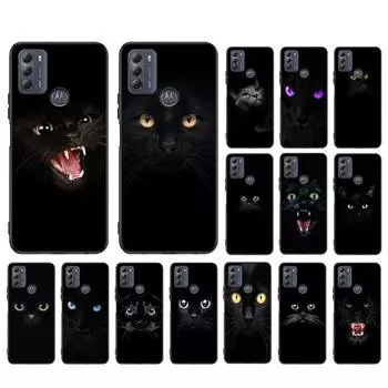 Чехол для телефона с черным котом для Motorola Moto E32 E20 E40 G22 G52 G20 G30 G100 G60 G50 G10 GPure GStylus G9 One Action Macro Moto G9 Plus