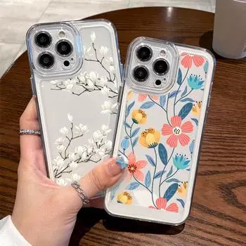 Чехол для телефона Flower для iPhone 16 15 14 Plus 13 12 Mini Pro Max Samsung S24 S23 Ultra S22 S21 FE A54 Redmi Note 11 Pro Mi 13t/13t Pro Силиконовый чехол Samsung S24 дубильная кора