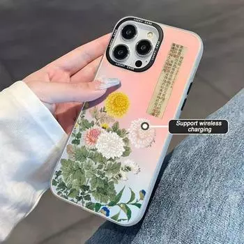 Чехол для телефона с цветком для iPhone 14 Pro, чехол для iPhone 11, 12, 13, 15 Pro Max 7, 8 Plus XR XS Max X SE, противоударный мягкий градиентный лазерный чехол For iPhone 15