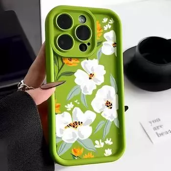 Чехол для телефона с цветком для iPhone 11, чехол для iPhone 15 14 Pro 12 13 Pro Max XS XR X 7 8 Plus SE 2020, мягкий бампер, жидкий силиконовый чехол For iPhone 11