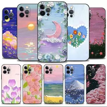 Чехол для телефона с цветком и звездой и Луной для iPhone Samsung Galaxy Redmi Xiaomi Oppo OnePlus Note SA 7 8 9 10 11 12 13 14 20 21 22 23 53 54 Pro Max Plus Ultra iPhone 6 or 6S