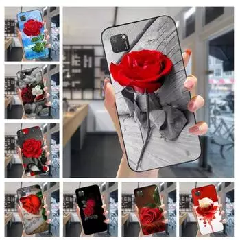 Чехол для телефона с цветком красной розы для Huawei Mate 40 30 20 10 Pro Lite Nova 9 8 5T Y7p Y7, мягкий черный чехол для телефона Huawei Mate40