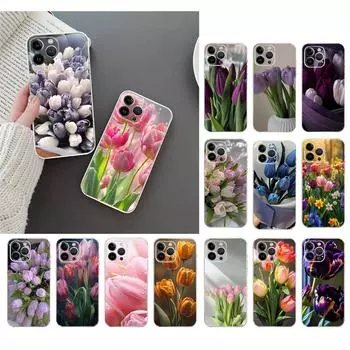 Чехол для телефона с цветком тюльпана для iphone 15 14 Pro Max 13 12 11 Pro Max XSMax XR 12 13 mini 14 Plus iPhone 13ProMax