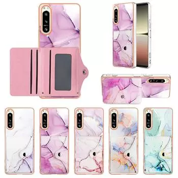 Чехол для телефона с цветным мрамором IMD и слотами для карт для Sony Xperia 5 IV, 10 IV, 1 IV, LG Velvet, Nokia C31, C12, G21/G11, G20/G10, Google Pixel 8a, 6a, 7a... Google Pixel 9 Pro XL белый