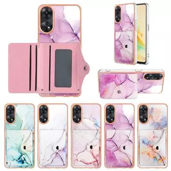 Чехол для телефона с цветным мрамором IMD и слотами для карт для Oppo A60, Reno11 F, A79, A58, A78, A98, Reno8 T, Realme 8i, OnePlus Nord N20 5G, Nord N300, ACE Pro... Oppo A58 4G белый