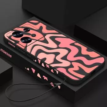 Чехол для телефона с цветным полосатым принтом для Xiaomi 13T 12T 11T Pro F6 X6 X5 X3 Mi 11 Lite Redmi Note 13 12 11 10 Pro Max, тонкий противоударный мягкий чехол из ТПУ со шнурком Xiaomi 13T / 13T Pro чёрный