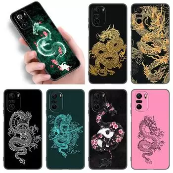 Чехол для телефона с цветочным драконом для Xiaomi POCO F2 F3 M2 M3 M4 X3 X4 Pro NFC F4 GT 5G F1 X2 C3 C31 C40 M5S, мягкий черный чехол из ТПУ Xiaomi POCOphone F1