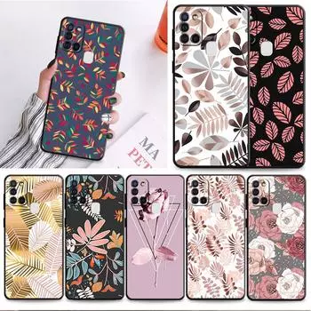 Чехол для телефона с цветочным листом для Samsung Galaxy M51 M31 M13 M32 5g M33 M12 M52 M22 M23 M30s M01 M21 M31, черная мягкая задняя крышка Samsung M30s