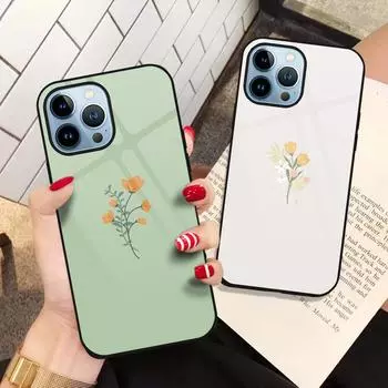 Чехол для телефона с цветочным принтом для Iphone 14 13 11 12 Pro Max Mini Xs Xr X 7 8 6s Plus Se 2022, задние чехлы из закаленного стекла For iphone 7 Plus