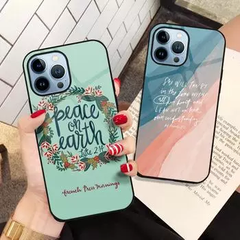 Чехол для телефона с цветочным текстом и этикеткой для Iphone 11 14 13 12 Pro Max Mini Xs Xr X 7 8 6s Plus Se 2022, чехол из закаленного стекла, чехол-бампер For iphone 8