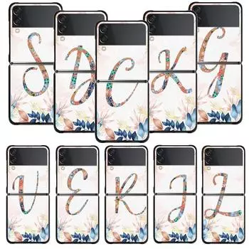 Чехол для телефона с цветочным узором в виде листьев и букв для Samsung Galaxy Z Flip 4 Z Flip3 5g, твердый чехол-книжка для Galaxy Z Samsung Z Flip4