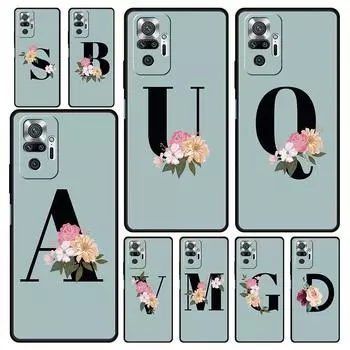 Чехол для телефона с цветочными буквами S для Xiaomi Redmi Note 13 12 5G 9S 9 8 10 11 Pro 4G 9T 13C 12C 10C 9C 9A 7 Pro, мягкий силиконовый чехол Redmi 9A