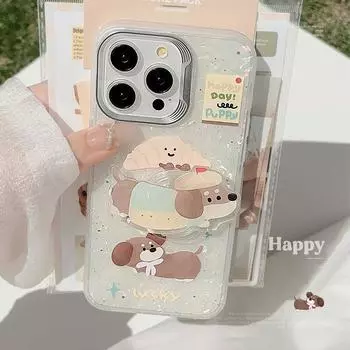 Чехол для телефона с держателем для собаки из коровьего рога 15promax