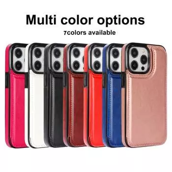 Чехол для телефона с держателем карты, закрывающая защитную пленку для экрана, магнитный защитный противоударный чехол против царапин, чехол для телефона для iPhone For iphone 15 Pro чёрный