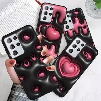 Чехол для телефона с дизайном стереоскопического сердца и сердца из мультфильма Redmi 10