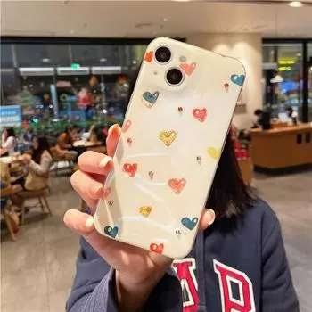 Чехол для телефона с драгоценным камнем и блестящим милым сердечком для iPhone 14 11 12 13 Pro X XS Xr Xs Max, мягкий защитный лазерный чехол на 7 8 Plus SE2 SE3 For iPhone SE3 2022