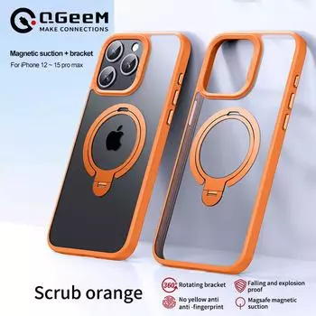 Чехол для телефона с двойным магнитным кольцом и магнитной подставкой для iPhone 12 14 13 15 Pro Max Plus Megsafe, силиконовый матовый чехол с беспроводной зарядкой For iPhone 12 чёрный