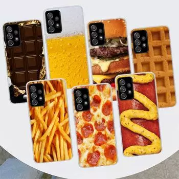 Чехол для телефона с едой, картофелем фри, пивом и сыром для Samsung Galaxy A53 A52 A73 A72 A12 5G A13 A22 A23 A32 A33 A02S A03S A42 A43 A50S Co Samsung A52