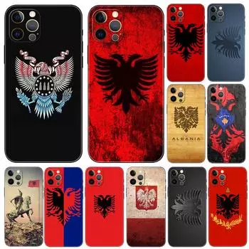 Чехол для телефона с флагом Албании для iPhone 5 5s 2020se 6 6s 7 8 plus x 10 XR XS 11 12 13 mini pro MAX черная задняя крышка из ТПУ iphone 5 5S SE 2016