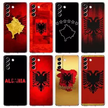 Чехол для телефона с флагом Албании для Samsung Galaxy S24 S23 S22 S20 Ultra S21 FE 5G S10 S9 Plus S10E S8 Мягкий силиконовый прозрачный чехол Samsung S8