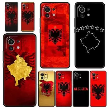 Чехол для телефона с флагом Албании для Xiaomi 14 13 12 11 Lite 13T 12T 11T Pro 9T Mi Poco X6 X5 M3 X3 Pro F5 F4 F3 5G силиконовый черный чехол Xiaomi 13T Pro