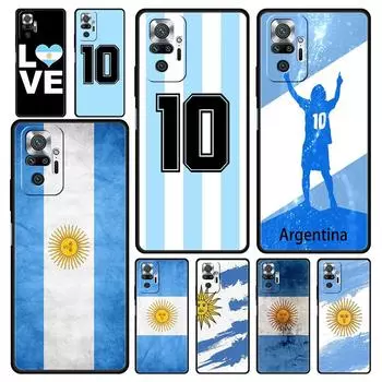Чехол для телефона с флагом Аргентины Soccer 10 для Xiaomi Redmi Note 13 12 11 10 Pro 9S 9 8 7 9T 8T 9C 9A 8A 11T 5G 10S K50 игровой чехол Redmi Note 10Pro