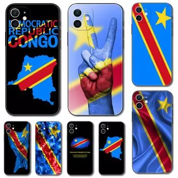 Чехол для телефона с флагом Демократической Республики Конго для iPhone 5s 2020se 6s 7 8 plus x 10 XR XS 11 12 13 mini pro MAX, черная задняя крышка из ТПУ iphone 5 5S SE 2016