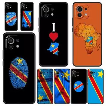 Чехол для телефона с флагом Конго для Xiaomi 14 13 12 11 Lite 13T 12T 11T Pro 9T Mi Poco X6 X5 M3 X3 Pro F5 F4 F3 5G силиконовый черный чехол Poco X6