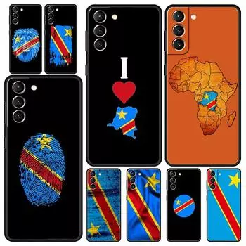 Чехол для телефона с флагом Конго для Samsung Galaxy S24 S23 Ultra S22 S21 S20 FE 5G S10 S10E S9 Plus S8 Мягкий силиконовый черный чехол-бампер Samsung S23
