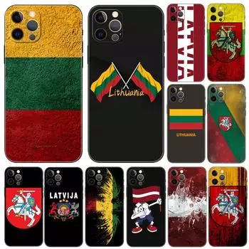 Чехол для телефона с флагом Латвии и Литвы для iPhone 2020se 6 6s 7 8 plus x 10 XR XS 11 12 13 mini pro MAX, черная задняя крышка из ТПУ iphone 5 5S SE 2016