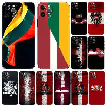 Чехол для телефона с флагом Латвии и Литвы для iPhone 5 5s 2020se 6 6s 7 8 plus x 10 XR XS 11 12 13 mini pro MAX черная задняя крышка из ТПУ iphone 5 5S SE 2016