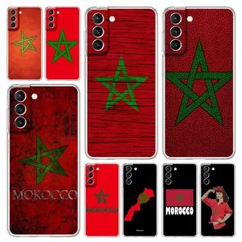 Чехол для телефона с флагом Марокко и футбольным мячом для Samsung Galaxy S22 S21 S20 FE Ultra 5G S10 S10E S9 S8 Plus Note 10 20, прозрачный силиконовый чехол Samsung S9 Plus