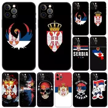 Чехол для телефона с флагом Сербии для iphone 14 se 6 6s 7 8 plus x 10 XR XS 11 12 13 mini pro MAX, черная задняя крышка из ТПУ iphone 5 5S SE 2016