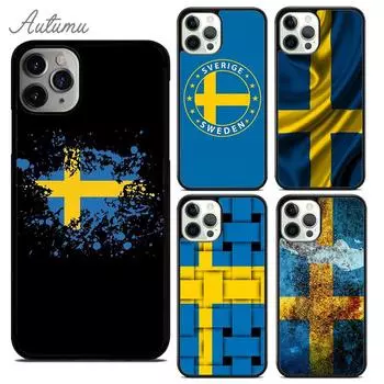 Чехол для телефона с флагом Швеции для iPhone 11 12 13 14 Pro Max mini X XR XS SE 2020 5 6S 7 8 Plus Samsung Galaxy S21 S22 Cover shell iPhone 6plus