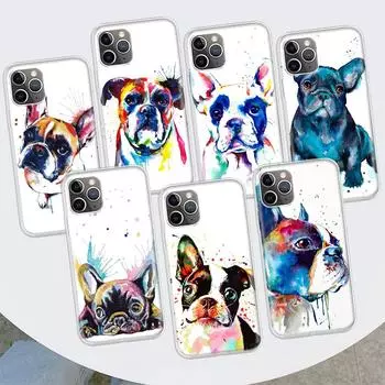 Чехол для телефона с французским бульдогом и собакой-мопсом для Apple iPhone 11 12 13 15 Ultra 14 Pro 7 XR X XS Max 6S 8 Plus + Mini SE, мягкий чехол с принтом iPhone XS Max