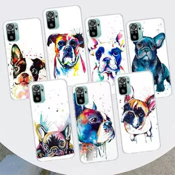 Чехол для телефона с французским бульдогом и собакой-мопсом для Xiaomi Redmi Note 10 Pro Max 10S 9 9S 9T 8 8T 11T 11S 11 5G 11E 7 6 5 4X Redmi Note 10S