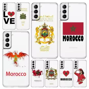 Чехол для телефона с футбольным флагом Марокко для Samsung Galaxy S23 S22 Ultra S20 S21 FE 5G S10 S10E S9 S8 Plus 4G, мягкая прозрачная задняя крышка Couqe S22 Plus 5G