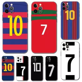 Чехол для телефона с футбольным номером для iPhone 14 5S 2020se 6 6s 7 8 plus x 10 XR XS 11 12 13 mini pro MAX, черная задняя крышка из ТПУ iPhone 14