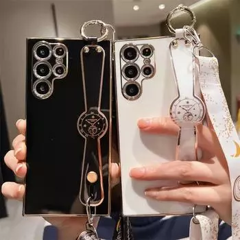 Чехол для телефона с гальваническим покрытием через плечо для Samsung S23 S22 Ultra S21 S20 FE A14 A24 A34 A54 A13 A23 A33 A53 A12 A22 A32 A52 A50 A51/iphone 15 14 iphone 7 8 белый