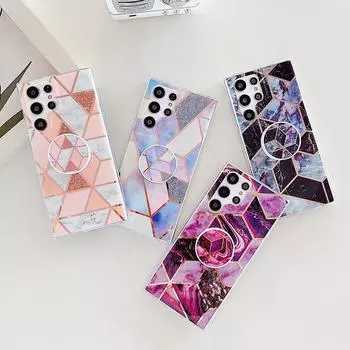 Чехол для телефона с гальваническим покрытием для Samsung Galaxy S22 Ultra S21 Plus S20 Fe Note 20 A32 A42 A52 A72 A71 A51 A21s, чехол-кронштейн For Galaxy S22