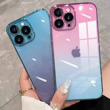 Чехол для телефона с гальваническим покрытием градиентного цвета для iPhone 14Pro Max 13 12 11 15 Pro Max 14 15 Plus, защита камеры, мягкая задняя крышка из ТПУ For iPhone 11